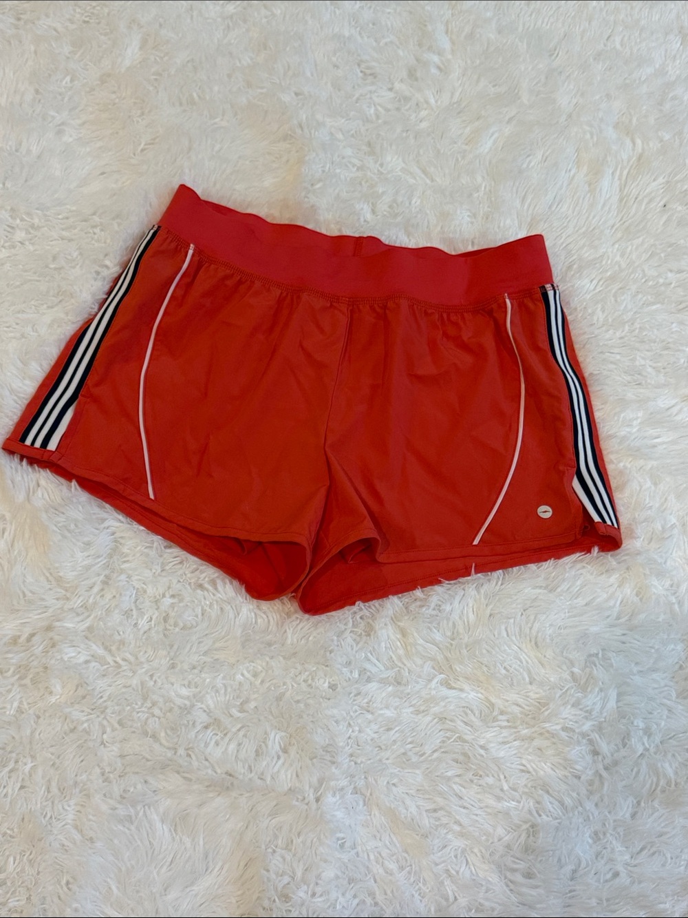 Avia Red Athletic Shorts with Black & White Side Stripes
